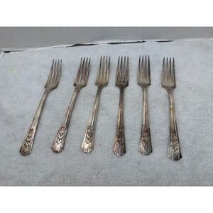 Wm. A. Rogers Dinner Fork Silver Rosalie Pattern Oneida Silverplate 6pc 1938